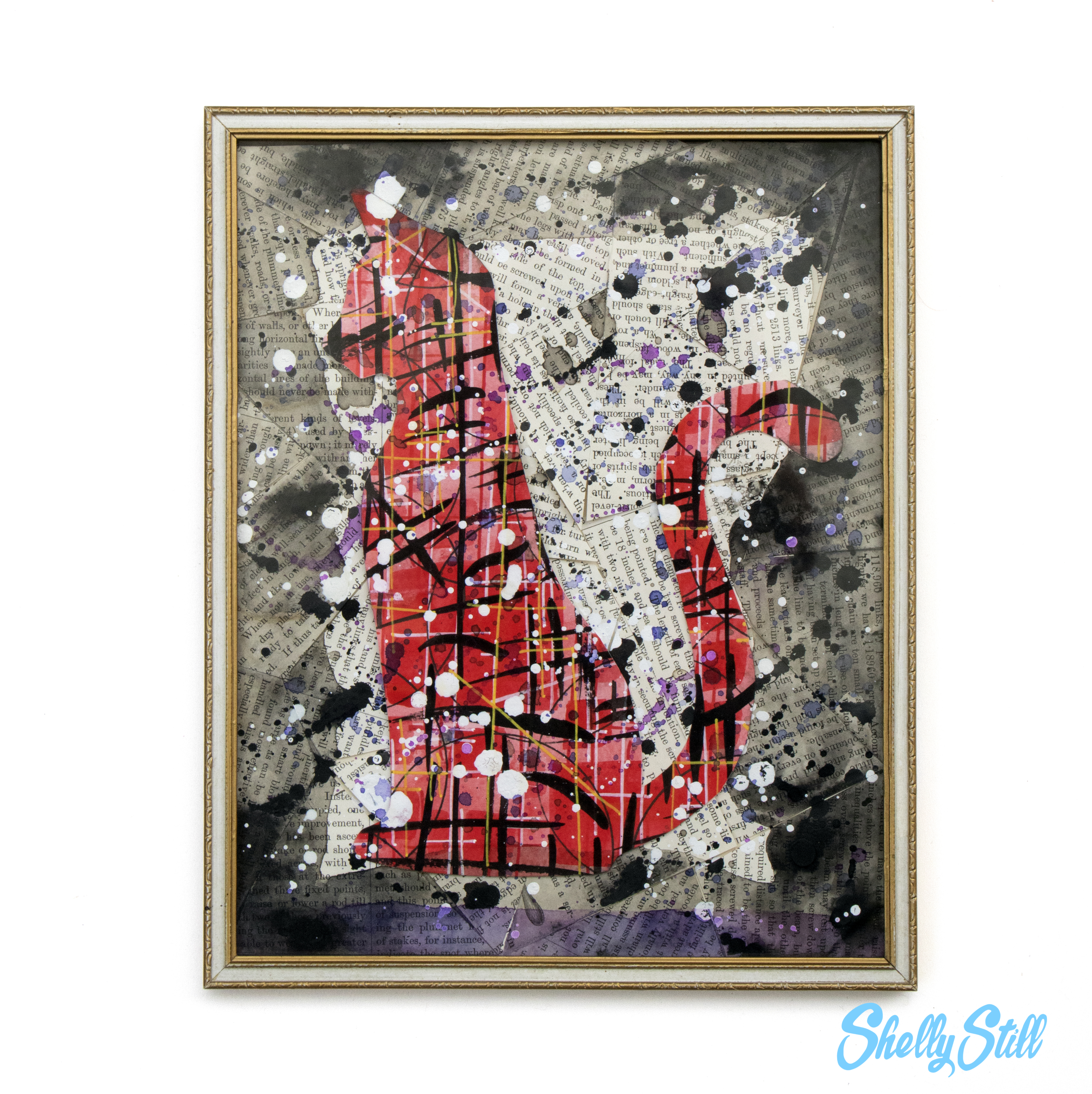 Red Cat Abstract Mixed Media Painting Art Shelly Still 1