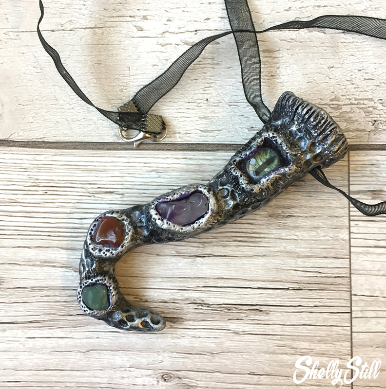 Alternative Silver Eye Crystal Tentacle Gothic Pendant Jewellery Shelly Still