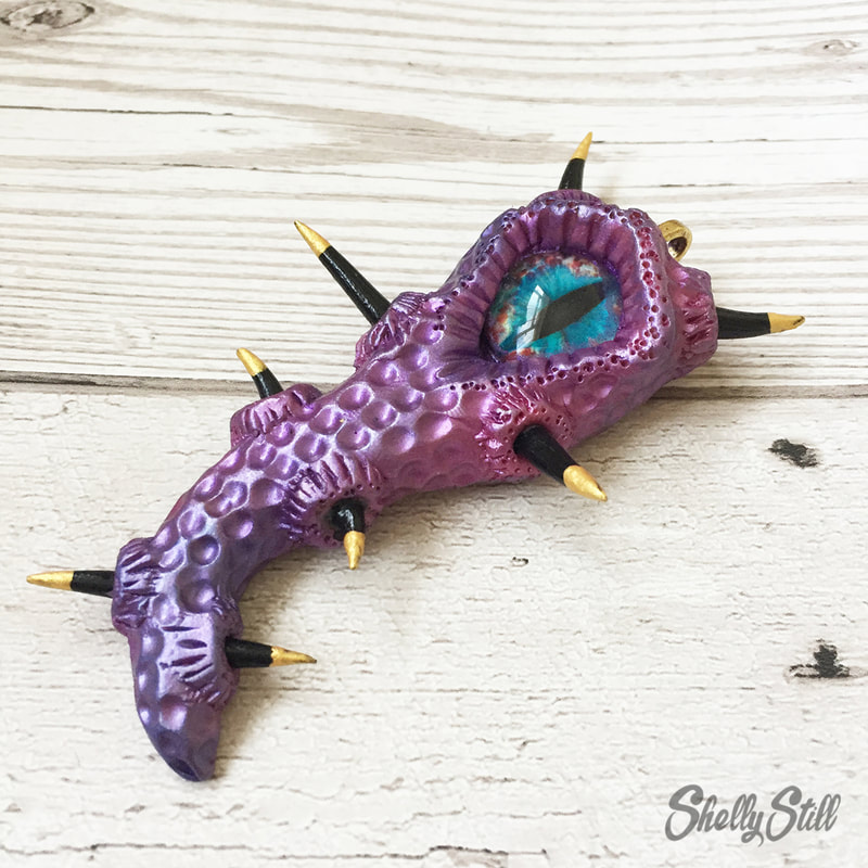 Alien Eyeball Kids Gothic Steampunk Cosclay Alien Tentacle Pendant Necklace OOAK Shelly Still