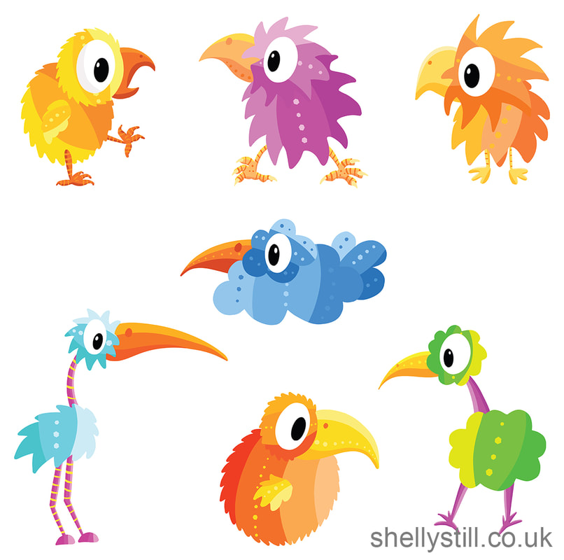collection of cartoon bird illustrations shelly still