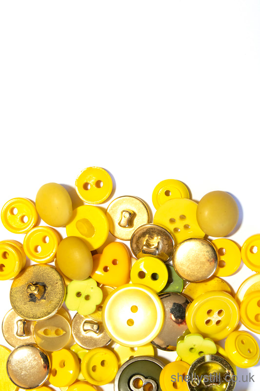 Collection of Sewing Craft Buttons Stock Photo Yellow Shelly Still