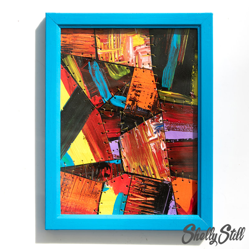 frankenstein Acrylic Metal Wire Stitched Abstract Art For Sale Shelly Still Artist