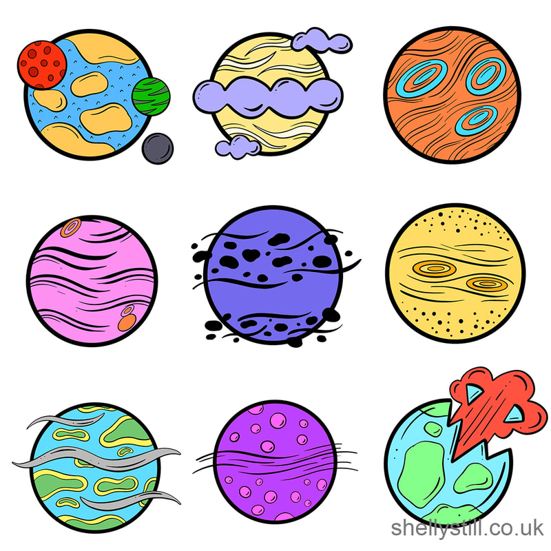 Icon Collection Set Stock Planets and Scifi Illustration Shelly StillPicture